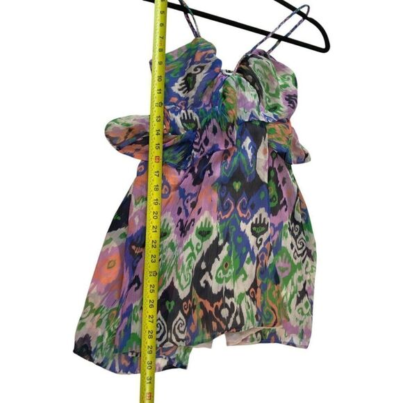Zara Womens Mini Dress Ikat Printed XS Multicolor Ruffle 3464/270 NWT - Picture 6 of 9